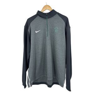 MSU Pull Over Nike Size XXL Green Gray half zip sweatshirt jacket top athletic